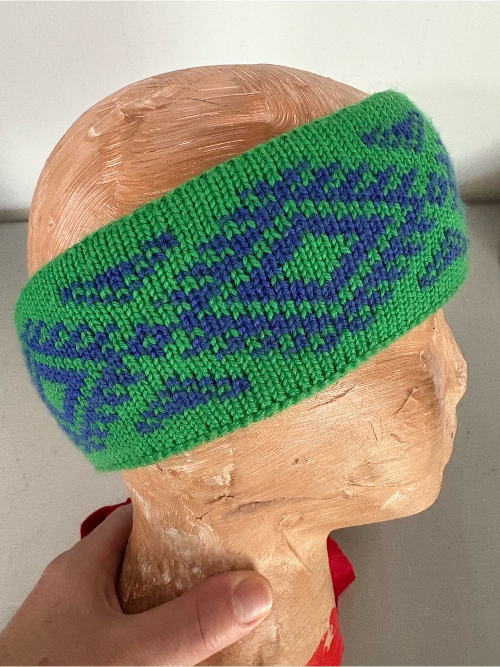 Vintage Benetton made in Italy 1980s ski head band wool blend green blue